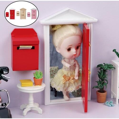 Wooden 1:12 Dollhouse Miniature Door Furniture Model Doll Decoration Kids Toys