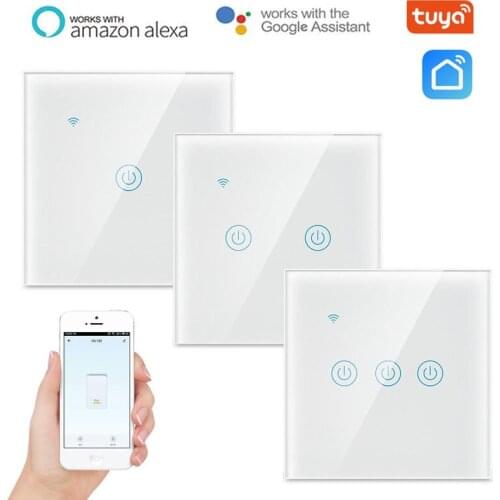 EU Standard 1/2/3/4 Gang Tuya/Smart Life WiFi Wall Light Touch Switch Zero/Single Fire Wireless Control Smart Touch Light Switch