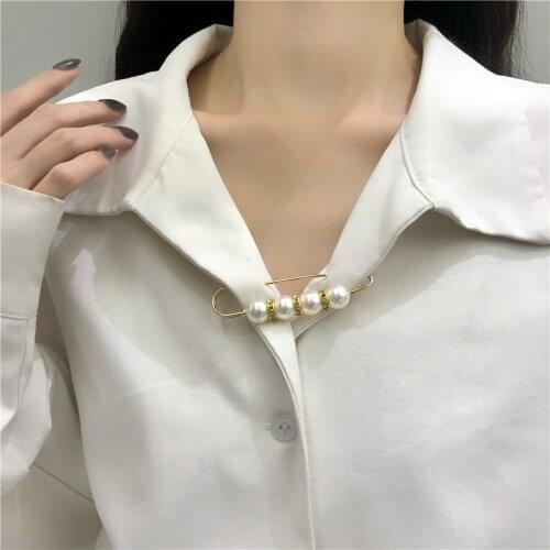 Fixed Clothing Simulated-pearls Rhinestone Pin Light Proof Big Brooch