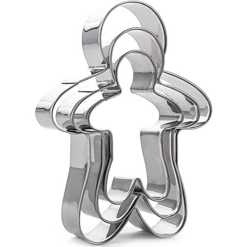 3PCS Stainless Steel Gingerbread Man Cookie Moulds Durable Fondant Cutters Kitchen Baking Tool For Year Christmas