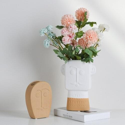 Cutelife Korean Ins Face Ceramic Vases For Decoration Vase Decoration Home Office Light Luxury Ornaments Nordic Vases For Flower