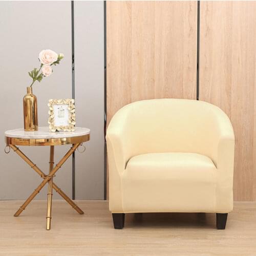 High Quality Club Chair Slipcover Light Yellow Sofa Cover U Shape Stretch Armchair Cover Solid Color Housse Canapé Bar Counter