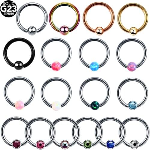 1PC Titanium Crystal Captive Bead Rings Opal Ball Closure Nipple Lip Eyebrow Nose Piercing Ear Septum Helix BCR Piercing Jewelry