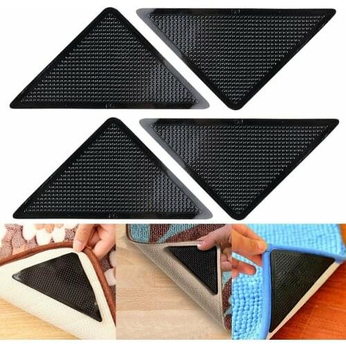 8pcs Carpet Corner Mats Anti Slip Fixed Triangle Rubber Paste Washable Reusable Patch Bath Mats Corner Stopper