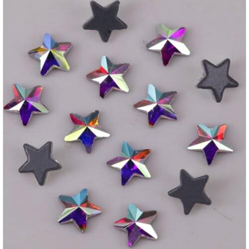 Lead Free High Quality 5mm, 7mm Crystal AB Pyramid Star Flat Back Hotfix Crystals / Iron On Rhinestones