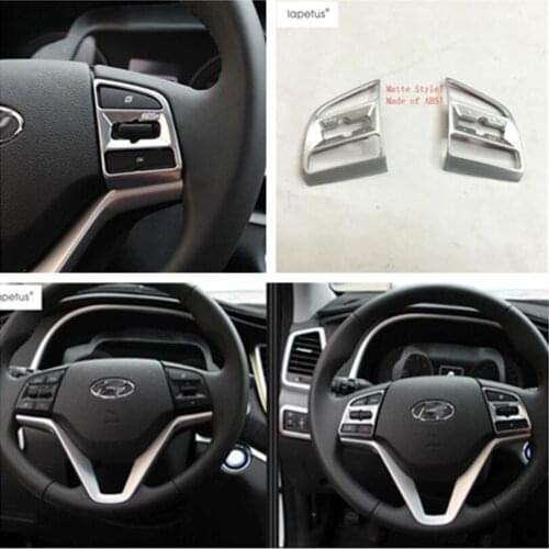 Lapetus Accessories For Hyundai Tucson 2016 - 2020 ABS Steering Wheel Button Sequins Decoration Molding Cover Kit Trim / ABS