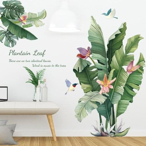 Nordic Green Leaf Wall Stickers Home Decor Living Room Bedroom Wall Decoration Removable Wallpaper