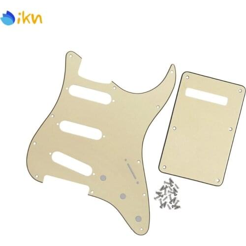 New Cream 3Ply 11 Holes SSS Electric Guitar Pickguard Strat Back Plate Tremolor Cover with Screws for FD Guitar Parts