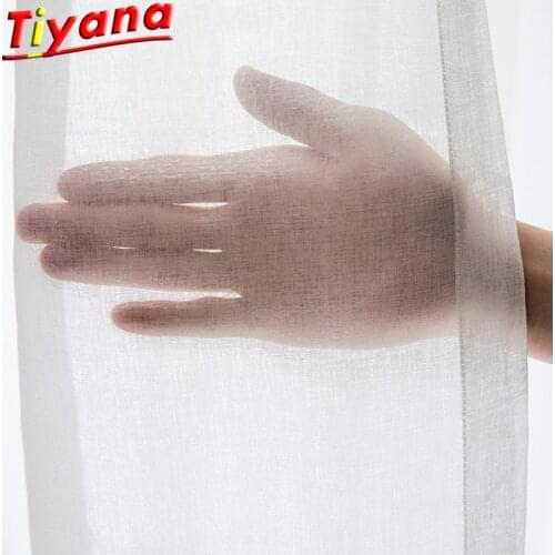 Solid White Faux Linen Tulle Curtains for Living Room Hemp Yarn Texture High-quality Window Drapes for Kitchen Balcony *VT