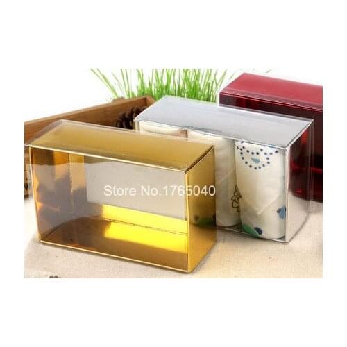 Golden Color gift box containing box with pvc window,plastic window paper box 100pcs/lot