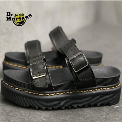 Dr.Martens Women and Men 2 Elastic Band Strap Doc Martin Platform Sandals Unisex Durable Summer Thick Heel Casual Slippers Shoes