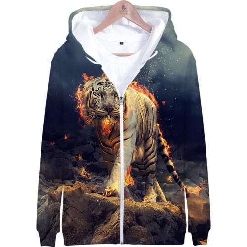 New 3D Wolf Zipper hoodies Men/Women Sweatshirt Fashion Harajuku Autumn Winter Long Sleeve Beast Hoodies streetwear Pullover