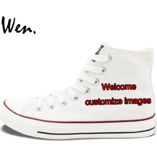 Wen Customize White High Top Hand Painted Canvas Shoes Offer Pictures You Like to Design Accept Bargain According to Complexity
