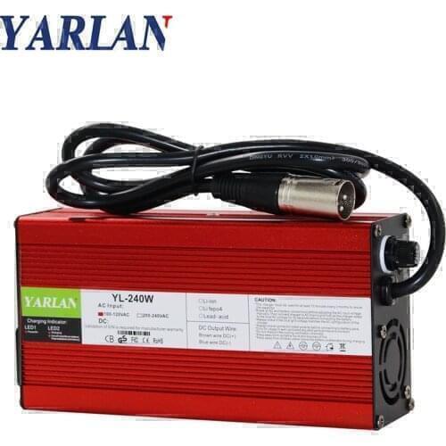 46.2V 4A Charger 11S 40.7V Li-Ion Battery Charger With Cooling Fan Aluminum Shell Quick Charger
