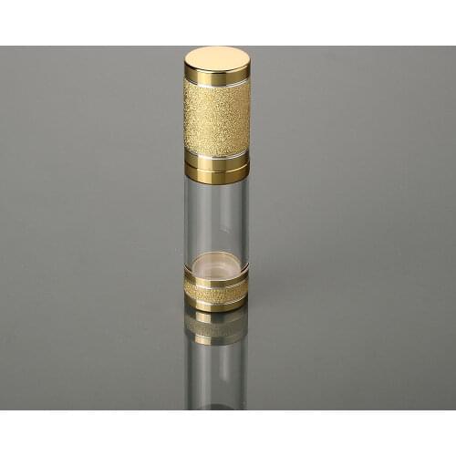 15ML gold plastic airless bottle clear body gold parts for lotion/emulsion/serum/essence skin care cosmetic pacing