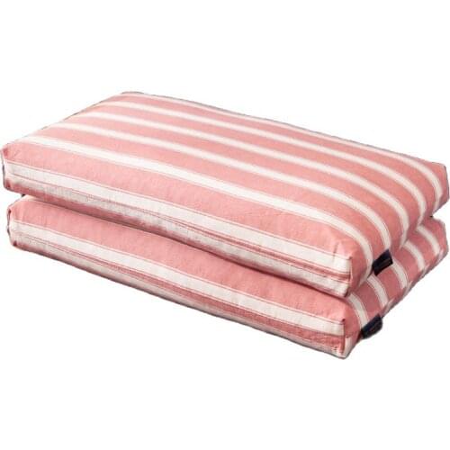 2021 1pc Buckwheat Pillow Green Blue Stripe Sleep Neck Cushion Japanese Style Washed Cotton Face Adult Children Home Textile