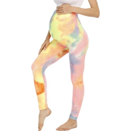 2021 Stretch Womens Maternity Leggings Seamless Yoga Pants Pregnancy Trousers Tie Dye Casual Leggings Clothes Sports Trousers