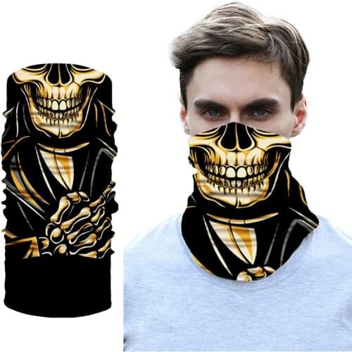 3D Skull Skeleton Balaclava Seamless Motorcycle Neck Face Shield Mask Scarf Bicycle Hunting Outdoor Anti-UV Bandana Headband