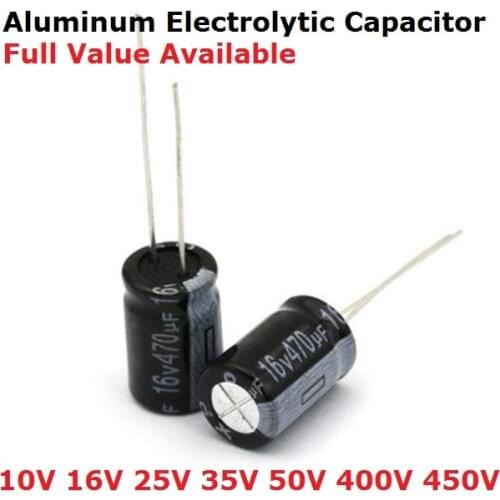 5PCS 1UF 2.2UF 3.3UF 680UF 1000UF 1500UF 2200UF 3300UF 4700UF 6.3V 10V 16V 25V 35V 50V 400V aluminum electrolytic capacitor