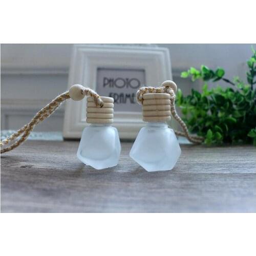 6ML Diamond Shape Frosted Glass Car Pendant Empty bottle Car Hanging Perfume Bottle fast shipping