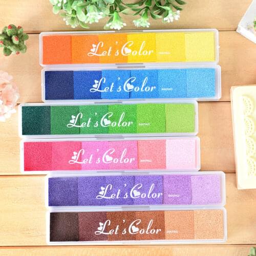 6 pcs/Lot Long bar Gradient inkpad Stationery set Stamp accessories Color ink pad office accessories school supplies 6333