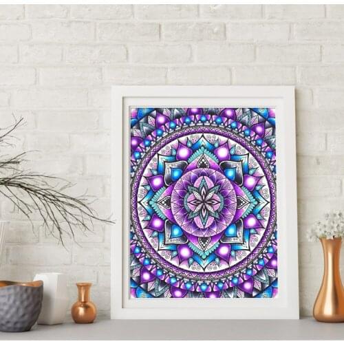 Purple Mandala Diamond Painting 5D DIY Full Round Drill DIY Craft Cross Embroidery Eco-friendly Cross Stitch Embroidery