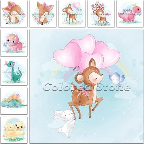 New Diamond painting Cartoon Animal Deer dinosaur duck 5D Full Square Drill embroidery Cross stitch 3D Round mosaic Drawing 1194