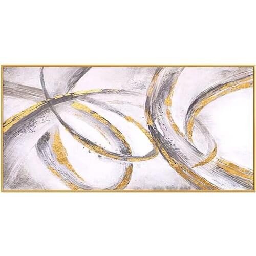 Big size White gorgeous abstract Painting 100% Hand painted abstract oil painting Gold Gray home Decor Oil Painting on Canvas
