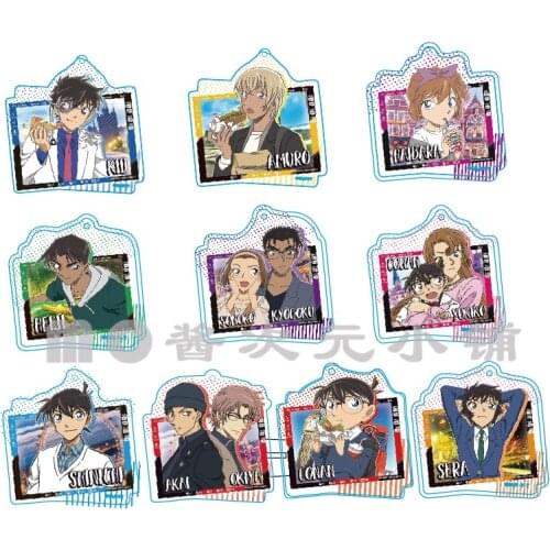 Anime Detective Conan Kudou Shinichi Mouri Ran Yoshida Ayumi Pendant Keychain Acrylic Keyring Fashion Decor Cartoon Bag Charm