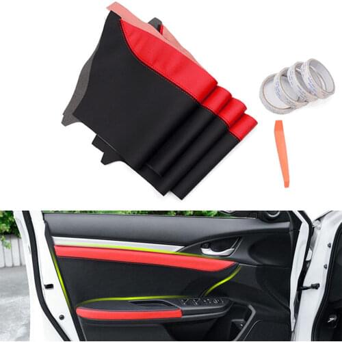 For Honda 10th Civic 16-17 PU Automobile 4x PU Leather Car Door Panel Surface Shell Cover Trim Decor Styling Protect Accessories