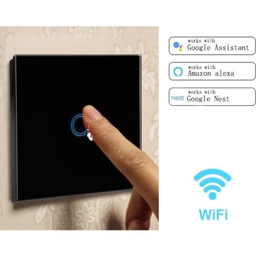 EU Standard 1/2/3Gang 1 Way WiFi Touch Switch Smart Wall Switch Single Live Line Crystal Glass With Alexa Google ewelink APP