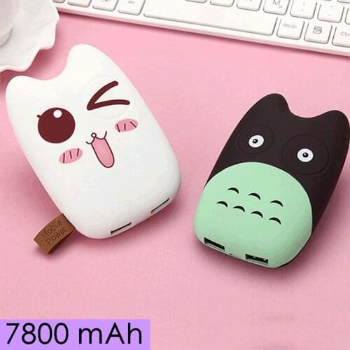 FLOVEME Mini Cartoon Power Bank 7800mAh Cute External Battery Dual USB Portable Charger Powerbank for Huwei P40 Samsung S20 S10