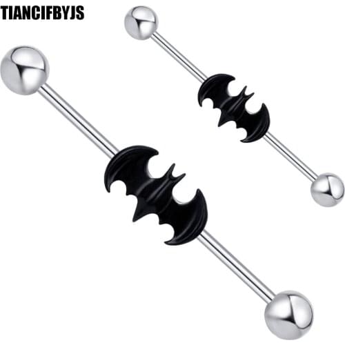 TIANCIFBYJS Surgical Steel Industrial Barbell Earrings Piercing Bat Ear Tragus Bar Helix Sexy Women Fashion Body Jewelry 20pcs