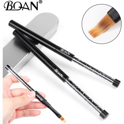 BQAN UV Pincel Gel Nails Ombre Brush Manicure Material Black Diamond Handle Nylon Hair Professional Metal Nail Art Brush Tools