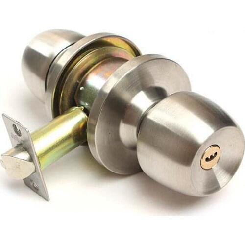 Stainless Steel Round Ball Door Knobs Handle Passage Entrance Lock Entry with 3 Keys