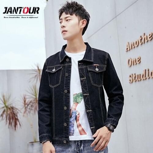 Jantour 2020 Spring Autumn New Large Size 4XL 5XL 6XL Black Mens Denim Jacket Mens Loose Lapel Casual Denim Brand Clothing