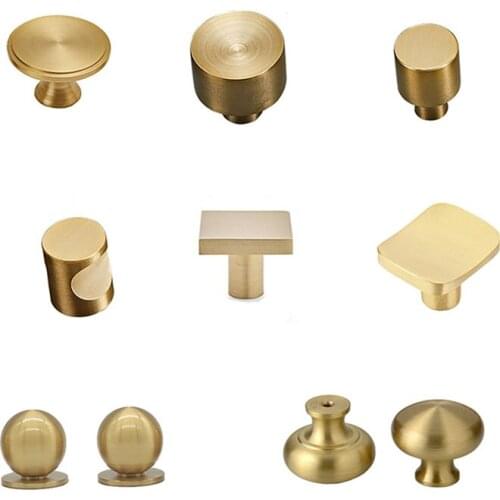 Single Hole Brass Cabinet Handle and knob Drawer Pulls Dresser Closet Wardrobe Round Handles Ball Handle