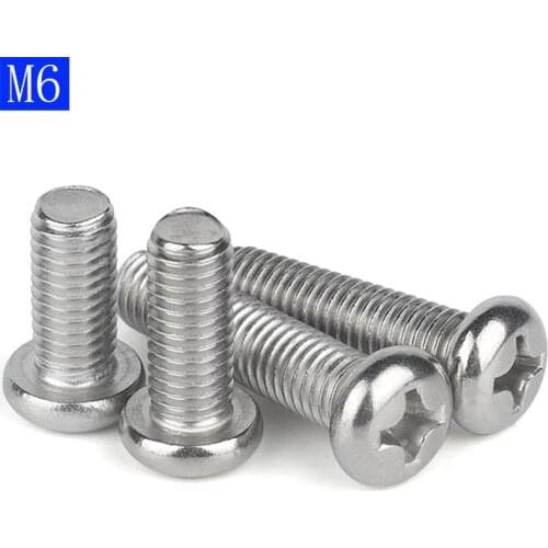 M6 X 1.0 ( 6mm ) 304 Stainless Steel Phillips Pan Head Machine Screws DIN 7985 A2-70