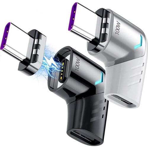 Magnetic USB C Adapter Type C Connector Right Angle Support USB PD 100W Quick Charge & 480Mb/S Data Transfer