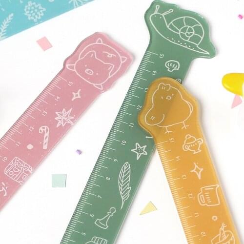 Cute Cartoon Ruler Scale Plastic Drawing Tools Straight Ruler Measuring School Office Supplies Bookmark Student Kid