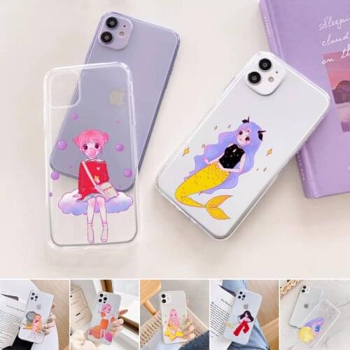 Lovely girls 12 constellations cute Phone Case For iphone 12 11 mini x xs xr pro max 8 7 6s 6 5 5s 5c se plus Transparent soft