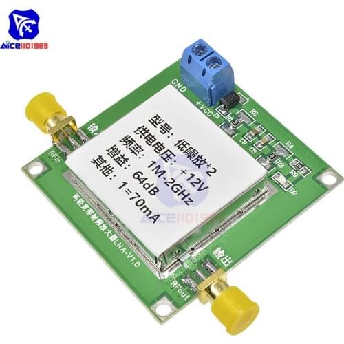 Diymore RF Amplifier Module 0.1-2GHz 64dB Gain RF Broadband Amplifier Board Low Noise Amplifier Board LNA Module
