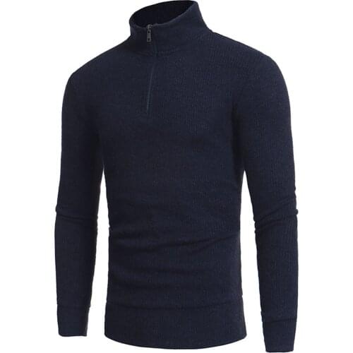 Mans Fashion Zipper Casual High-collar Mens Sweaters Tops winter male boy warmer Cashmere Sweaters men Knitwear drop ship