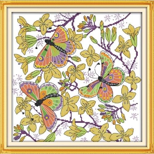 The butterflies and roses cross stitch kit 18ct 14ct 11ct count printed canvas stitching embroidery DIY handmade needlework