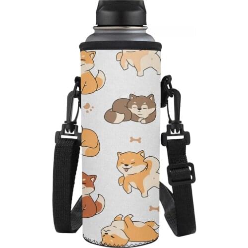 My Neighbor Totoro Print Water Bottle Cover Bag Pouch w/Strap Neoprene Water Bottle Carrier Insulated Bag Pouch Holder for Kids