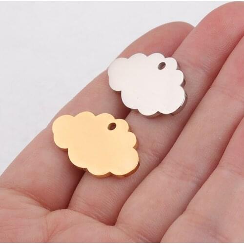 20pc 15*25mm Gold/Steel Color Stainless steel Cute Cloud Charm For Necklace/Keychain DIY Women Handmade Jewelry Making