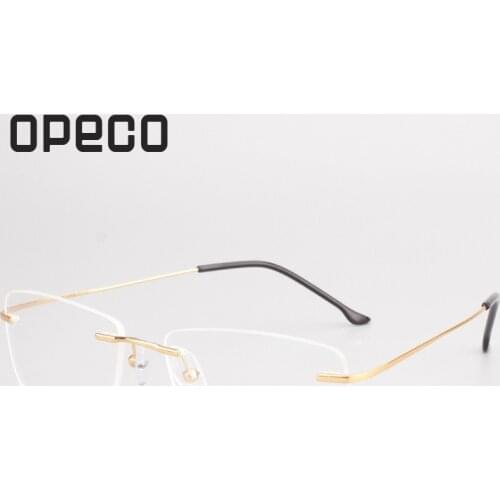 Opeco mens pure titanium hingeless Rimless eyeglasses including RX lenses prescription flex eyewear frame spectacles 2870