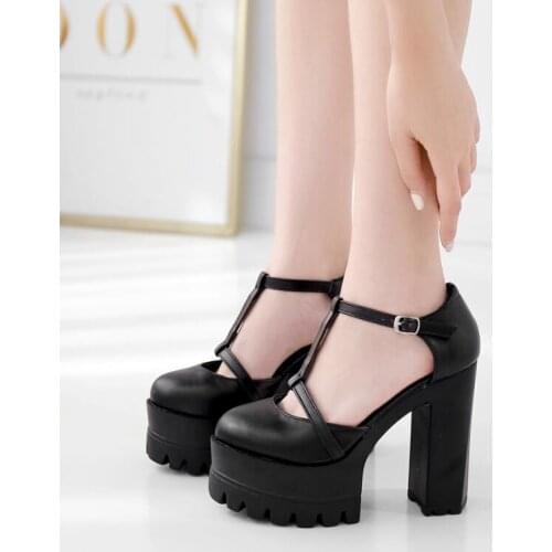 Fall shoes Women Pumps High Heels Buckle Casual Shoes Woman Round Toe Shoes Platform office shoes women demonias shoes Women