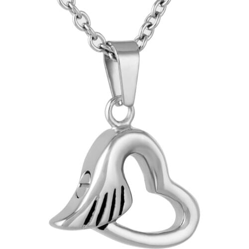 Memorial Keepsake Jewelry for Lovers Ashes Stainless Steel Fashion Cremation Ashes Urn Jewelry Angel Wings Heart