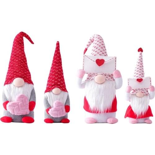 Handmade 2021 Envelope and Love Swedish Santa Gnome Plush Doll Holiday Figurines Toy Valentines Day doll Ornaments